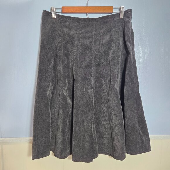 Christopher & Banks 12 Petite Black Corduroy Flowy Midi Skirt - Picture 1 of 10